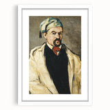 Abstract art print of Paul Cézanne's design in white frame, featuring muted earth tones, ideal for dining room decor.