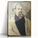 Large art print of Paul Cezanne's landscape in muted earth tones, framed in gold acrylic.