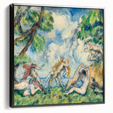 Black and white framed canvas of a vintage landscape painting, ideal for bedroom wall art.