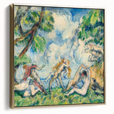Framed canvas featuring a vintage-style landscape painting with muted earth tones, ideal for bedroom wall art.