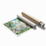 Extra large rolled print of a Paul Cézanne floral art, featuring soft pastel shades, ideal for classy bathroom wall art.