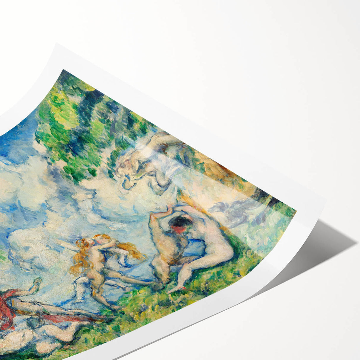 Extra large wall art featuring line art flowers in soft pastel hues on a rolled canvas, suitable for large living room decor.