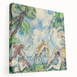 Side view of a Paul Cezanne-inspired impressionist painting on stretched canvas, featuring naturalistic tones.