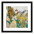 Extra large, colorful abstract art print of a textured Paul Cezanne design on a black framed canvas.