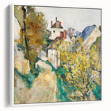 Framed canvas of Paul Cézanne's colorful art in vintage poster style, ideal for living room decor.