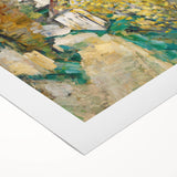 Art deco poster featuring a Paul Cezanne design in muted earth tones on rolled canvas, suitable for dining room decor.