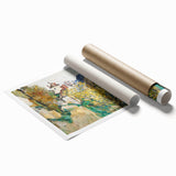 Extra large rolled print of a Paul Cézanne floral art, featuring muted earth tones.