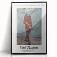 Large abstract wall art by Paul Cézanne, featuring mid-century modernist style in muted colors, framed in black acrylic.