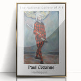 Paul Cézanne-inspired mid-century modernist acrylic print in gold frame, featuring muted earth tones.