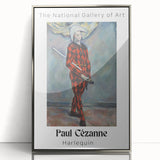 Mid-century modernist art by Paul Cezanne, featuring a landscape in muted earth tones, framed in silver acrylic.