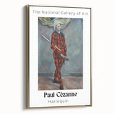 Vintage poster art of a Cézanne landscape painting in black frame, ideal for bedroom wall decor.