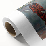 Art deco poster of a Paul Cezanne landscape on rolled canvas, featuring muted earth tones, ideal for nursery wall art.