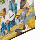 Large abstract wall art by Paul Cézanne in mid-century modernist style, featuring muted earth tones on acrylic glass.