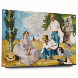 Large abstract wall art featuring a Paul Cézanne design, in muted earth tones on acrylic glass.