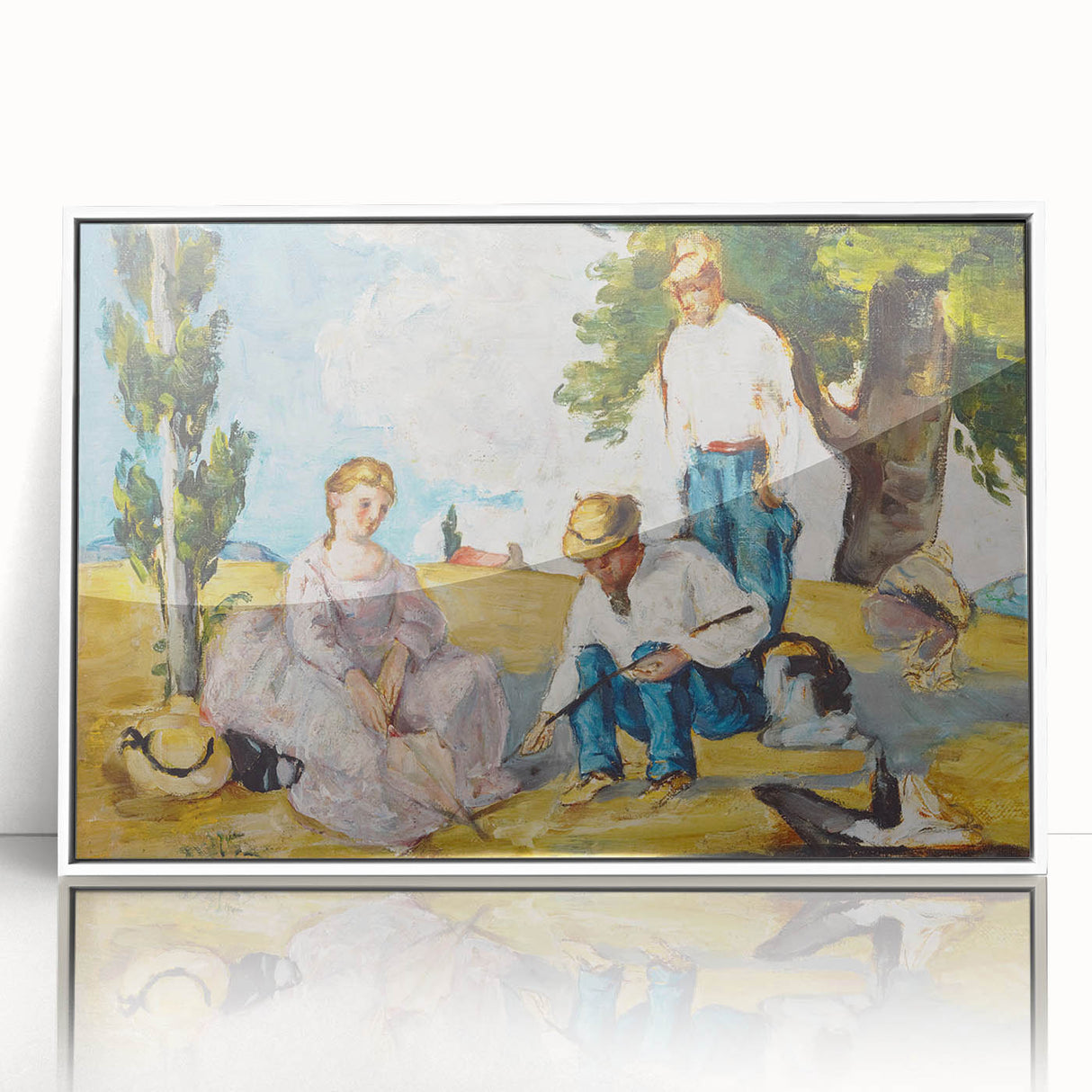 Acrylic print of a Paul Cézanne design featuring muted earth tones in an art deco style, ideal for modern art wall decor.