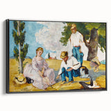 Black and white wall art featuring a Paul Cézanne landscape painting on a framed canvas, ideal for bedroom decor.