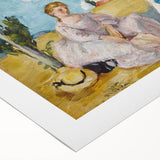Art deco poster of a Paul Cézanne painting on rolled canvas, featuring muted earth tones, ideal for dining room wall art.