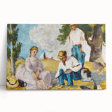 Black and white print of Paul Cézanne's artwork on stretched canvas, featuring a fruit still life.