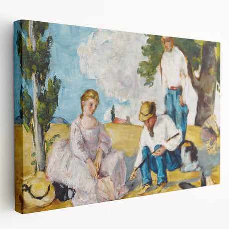 Paul Cézanne's impressionist fruit still life on large stretched canvas, with rich earth tones, ideal for kitchen wall art.