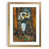 Extra large abstract art print of Paul Cézanne's work in a gold frame, featuring textured brush strokes and earthy tones.