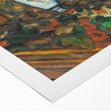 Art deco poster featuring a Paul Cezanne design in muted earth tones on rolled canvas.