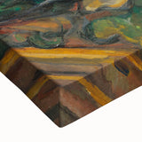 Large art depicting a black and white landscape painting on stretched canvas, suitable for bedroom wall decor.