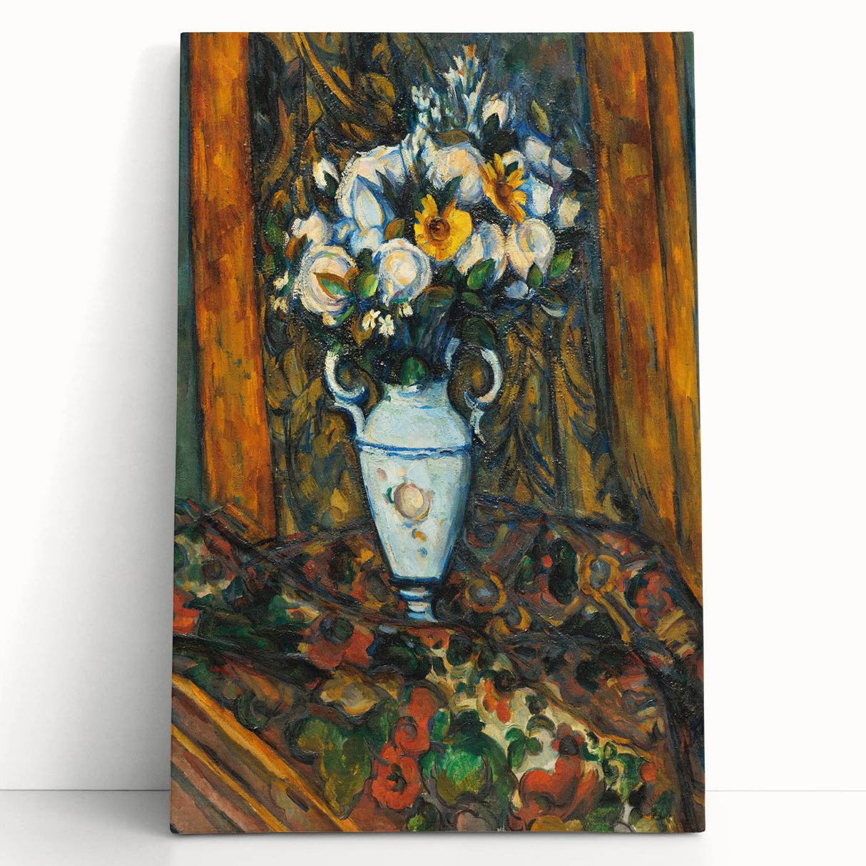 Paul Cézanne's black and white still life painting on a stretched canvas, ideal for kitchen wall art.