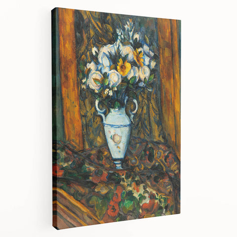 Paul Cézanne-inspired landscape on stretched canvas, featuring muted earth tones, ideal for kitchen wall art.