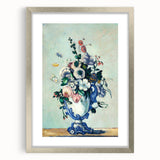 Textured abstract art print by Paul Cezanne with muted earth tones, framed in silver, ideal for bedroom art.