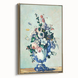 Framed canvas featuring a vintage-style landscape painting by Paul Cézanne, with muted earth tones.