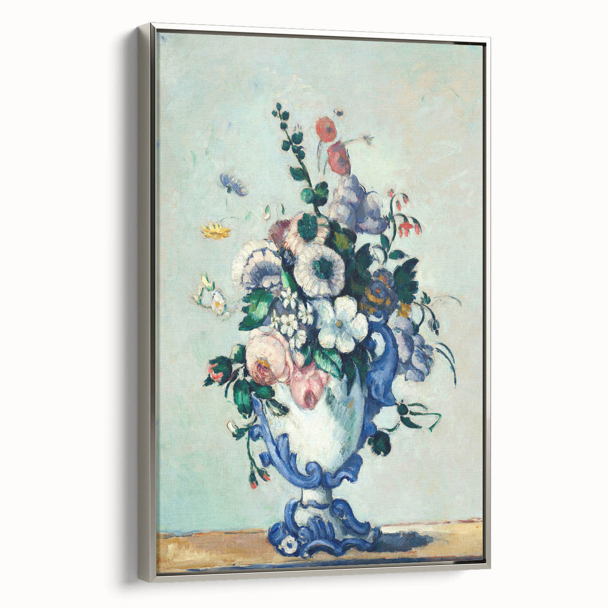 Framed canvas featuring a Paul Cézanne landscape painting with colorful art in a vintage poster style.