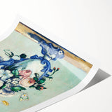 Extra large wall art featuring line art flowers in muted green and white tones on a rolled canvas.