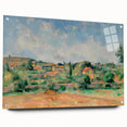 Acrylic print of a Paul Cézanne-inspired abstract landscape in muted earth tones, ideal for dining room decor.