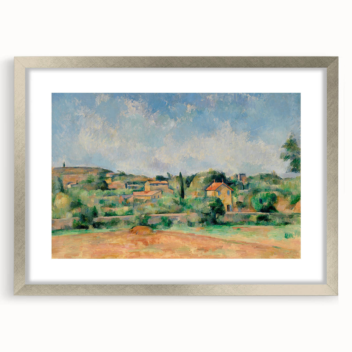 Textured abstract art print featuring muted earth tones on a framed canvas, ideal for bedroom art.