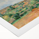 Art deco poster featuring a Paul Cézanne landscape in muted earth tones on rolled canvas, suitable for dining room decor.