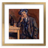 Extra large abstract art print of a textured Paul Cezanne design in a gold frame, ideal for living room decor.