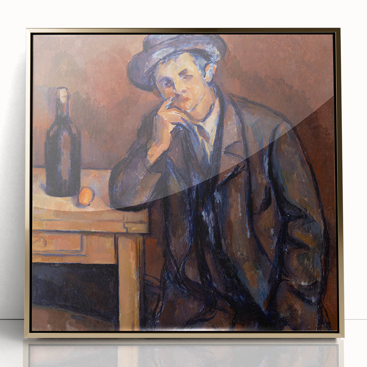 Large art print of Paul Cézanne’s work in gold frame, featuring mid-century modernist style, ideal for modern art wall decor.