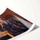 Extra large wall art featuring line art flowers in muted earth tones on a rolled print.