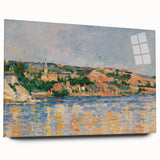 Large abstract wall art by Paul Cezanne, featuring muted earth tones on acrylic glass.