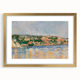 Extra large abstract art print of a textured Paul Cézanne inspired piece, with muted earth tones in a gold frame.