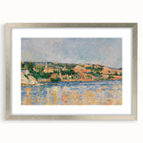 Textured abstract art print of a Paul Cézanne design in muted earth tones, displayed in a silver frame.