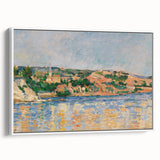 Vintage poster art of Paul Cézanne's work on a white framed canvas.
