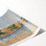 Extra large rolled print featuring line art flowers in muted green and beige tones, ideal for large living room wall art.