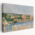 Side view of a stretched canvas featuring Paul Cézanne's impressionist painting, ideal for kitchen wall art.