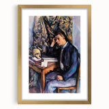 Extra large abstract art print of a textured Paul Cezanne design in a gold frame, ideal for living room decor.