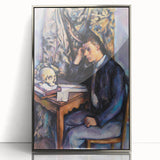 Mid-century modernist art featuring a Paul Cézanne landscape in muted earth tones, framed acrylic.