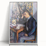 Acrylic print of Paul Cézanne's work in art deco style, with muted color palette, framed in white.