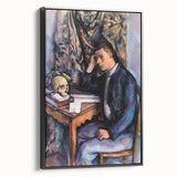 Black and white wall art featuring a Paul Cézanne landscape painting on a framed canvas, suitable for bedroom decor.