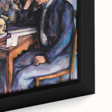 Extra large framed canvas featuring a close-up of a textured, colorful Paul Cézanne painting, ideal for living room decor.