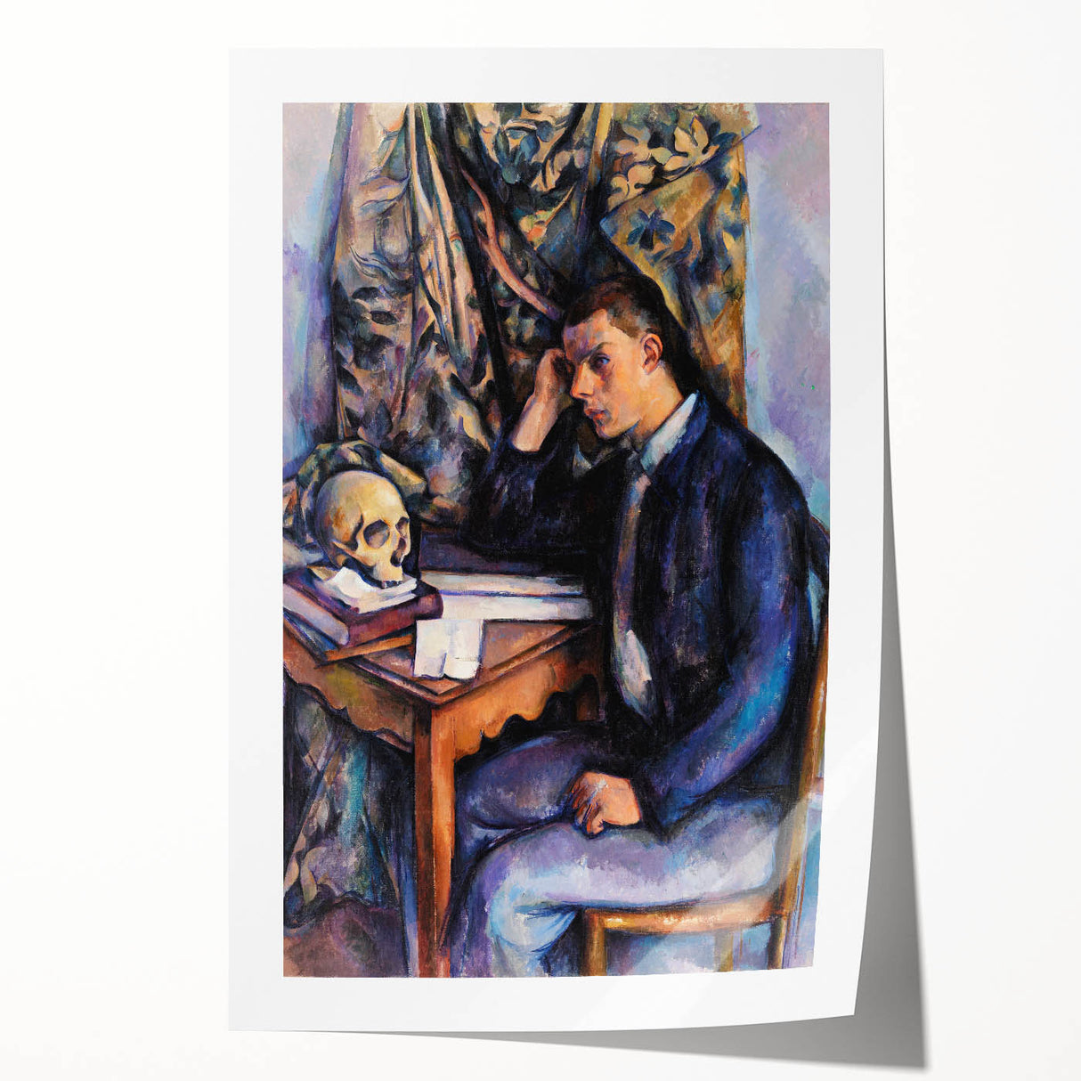 Paul Cézanne floral art on extra large rolled print, featuring muted earth tones.